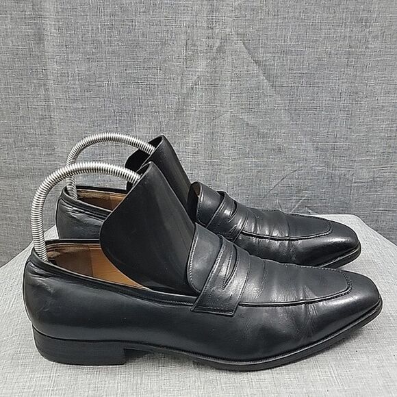 Tanino Crisci Men\'s Black Leather Dress Shoes Loafers Made in Italy SZ 10.5M main image 10